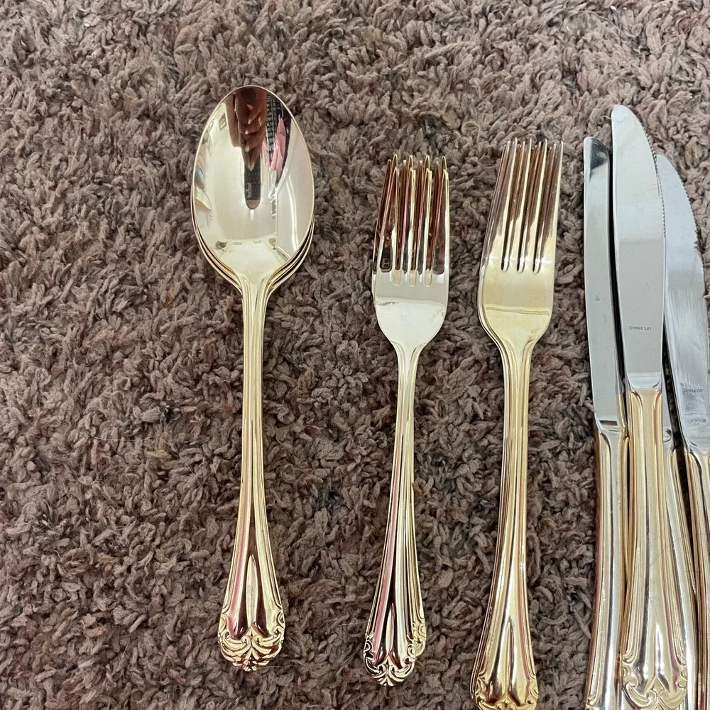 Hampton Silversmiths Flatware 247 Gold Set‎ Stainless Steel 19 Pieces READ